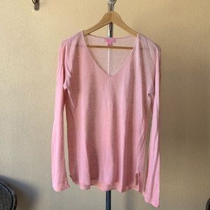 Lilly Pulitzer pink pullover 100% linen Sz S